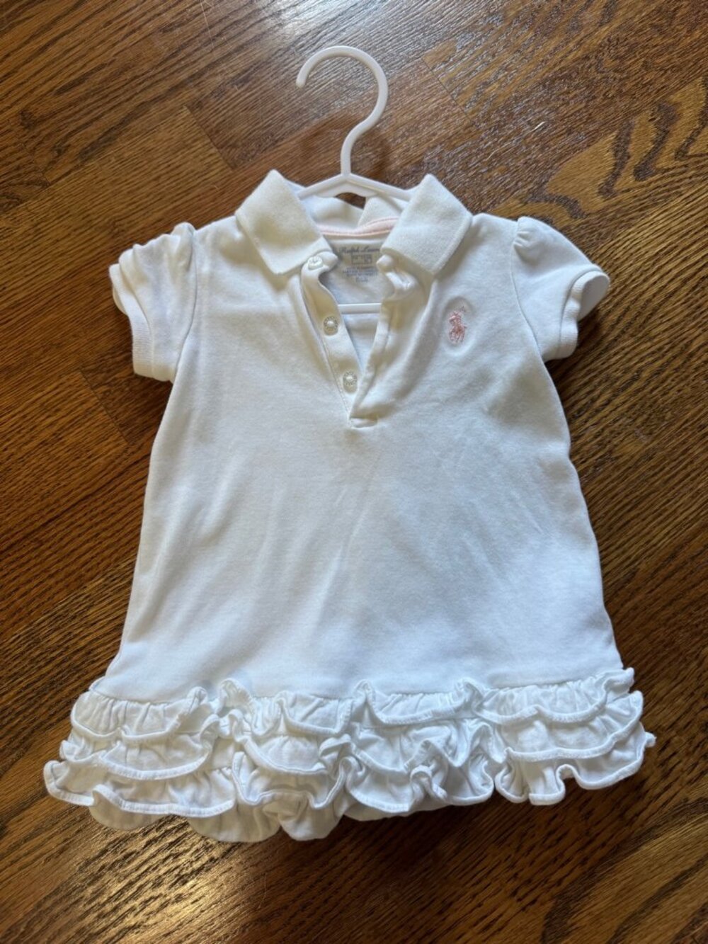 Ralph Lauren White Ruffled Polo Dress | 9 Months